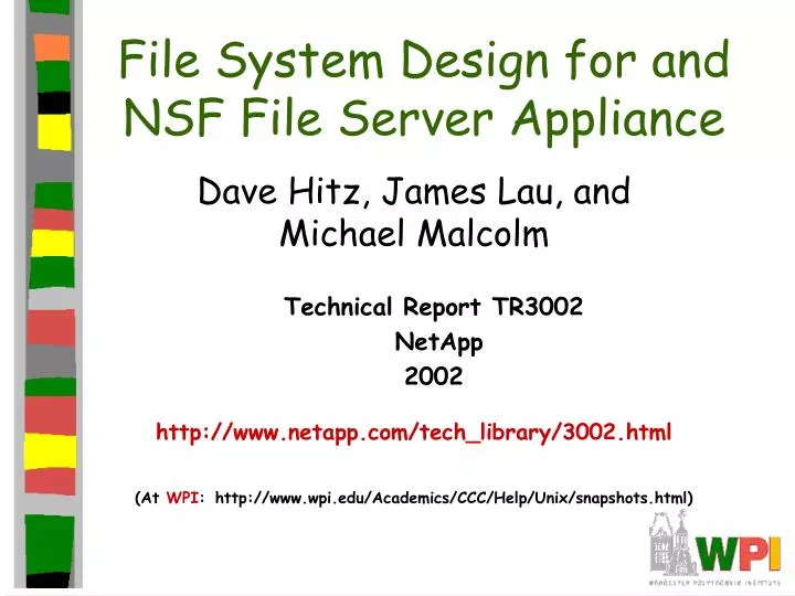 file system design for and nsf file server appliance