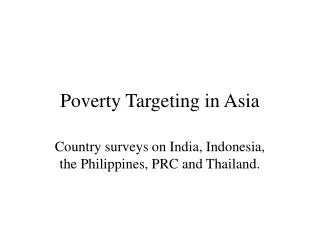 Poverty Targeting in Asia