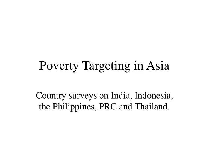 poverty targeting in asia
