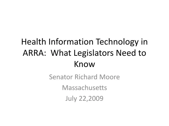 health information technology in arra what legislators need to know