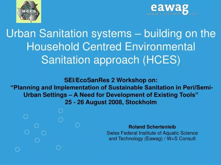 roland schertenleib swiss federal institute of aquatic science and technology eawag w s consult
