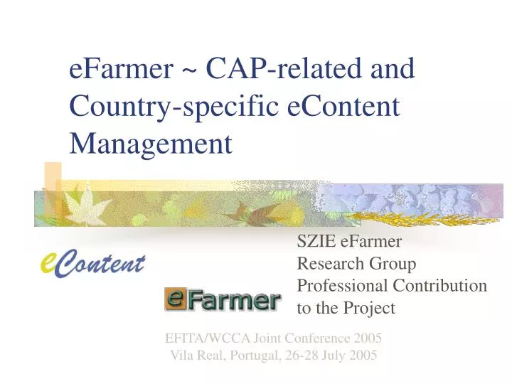 efarmer cap related and country specific econtent management