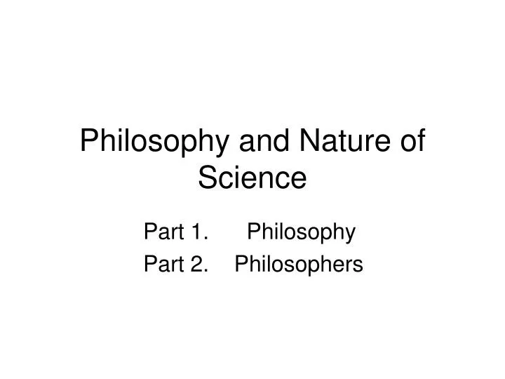 philosophy and nature of science