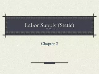 Labor Supply (Static)