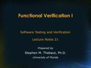 Functional Verification I