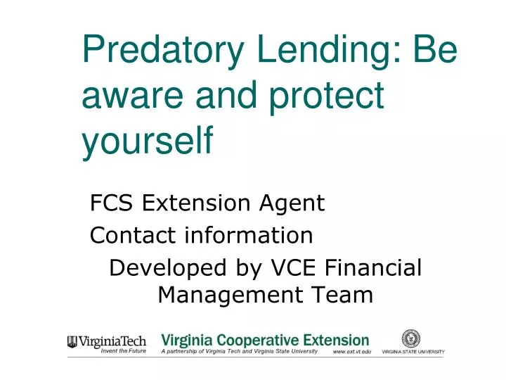 predatory lending be aware and protect yourself