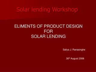 Solar lending Workshop