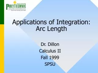 Applications of Integration: Arc Length
