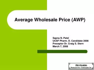Average Wholesale Price (AWP)