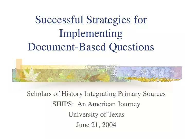 successful strategies for implementing document based questions