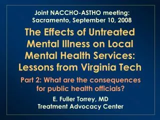 The Effects of Untreated Mental Illness on Local Mental Health Services: Lessons from Virginia Tech