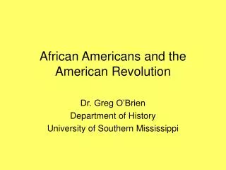 African Americans and the American Revolution