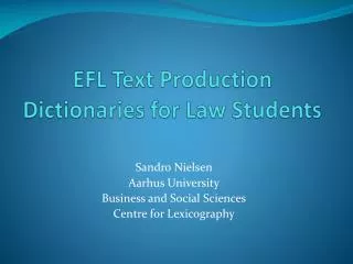 EFL Text Production Dictionaries for Law Students