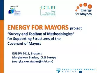 ENERGY FOR MAYORS project “Survey and Toolbox of Methodologies“ for Supporting Structures of the Covenant of Mayors