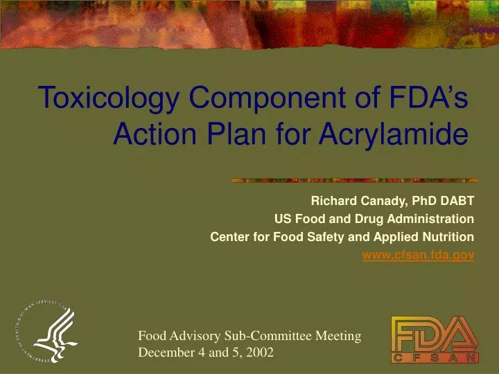 toxicology component of fda s action plan for acrylamide