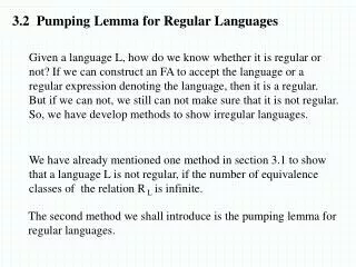 3.2 Pumping Lemma for Regular Languages