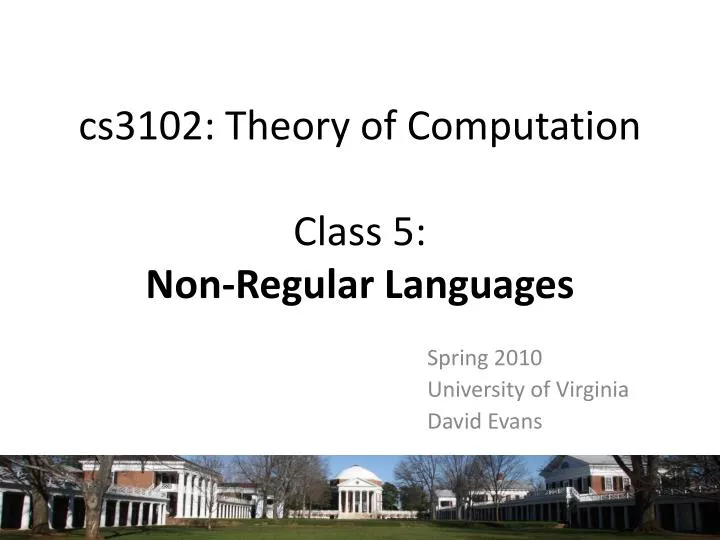 cs3102 theory of computation class 5 non regular languages