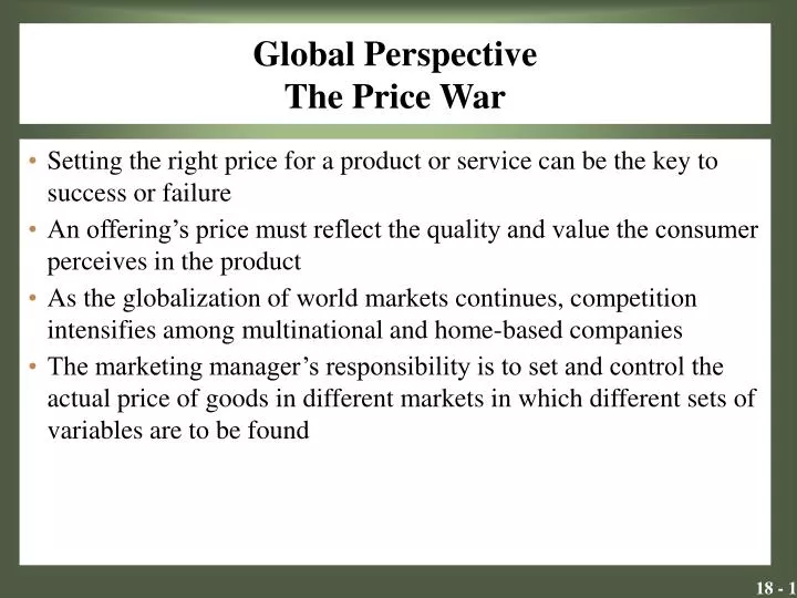 global perspective the price war
