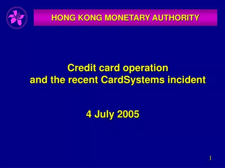 credit card operation and the recent cardsystems incident