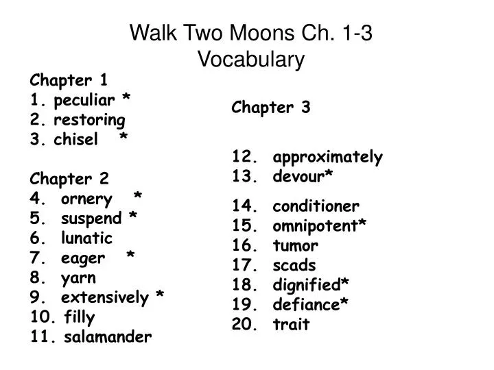 walk two moons ch 1 3 vocabulary