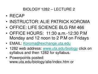 biology 1282 lecture 2