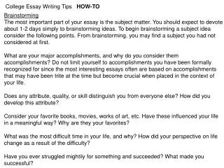 College Essay Writing Tips HOW-TO