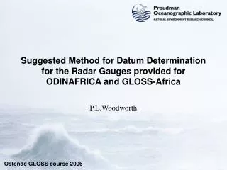 Suggested Method for Datum Determination for the Radar Gauges provided for ODINAFRICA and GLOSS-Africa