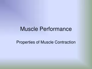 Muscle Performance