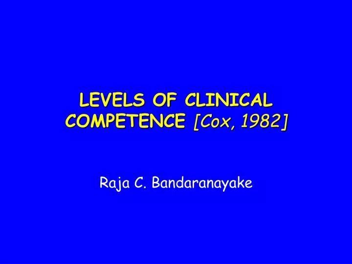 levels of clinical competence cox 1982