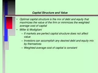 Capital Structure and Value