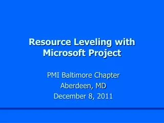 Resource Leveling with Microsoft Project