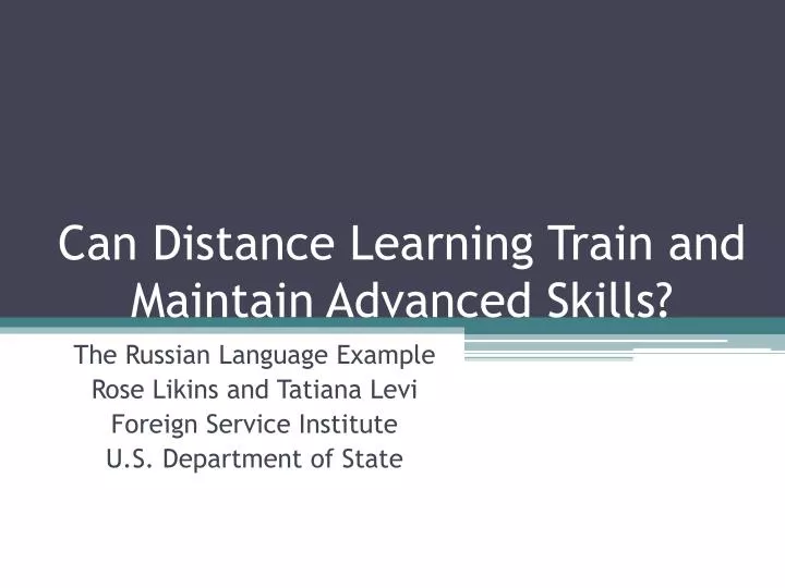 can distance learning train and maintain advanced skills