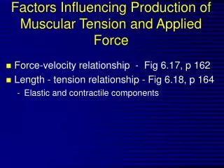 Factors Influencing Production of Muscular Tension and Applied Force