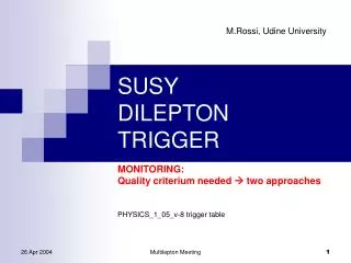 SUSY DILEPTON TRIGGER