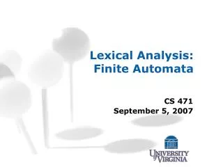 Lexical Analysis: Finite Automata