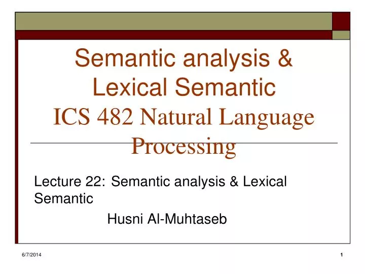 semantic analysis lexical semantic ics 482 natural language processing