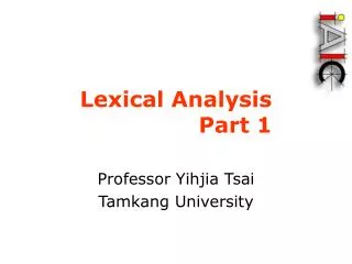 Lexical Analysis Part 1