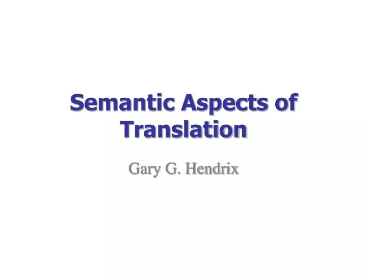 semantic aspects of translation