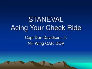 STANEVAL Acing Your Check Ride