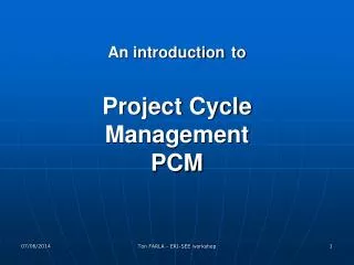 An introduction to Project Cycle Management PCM