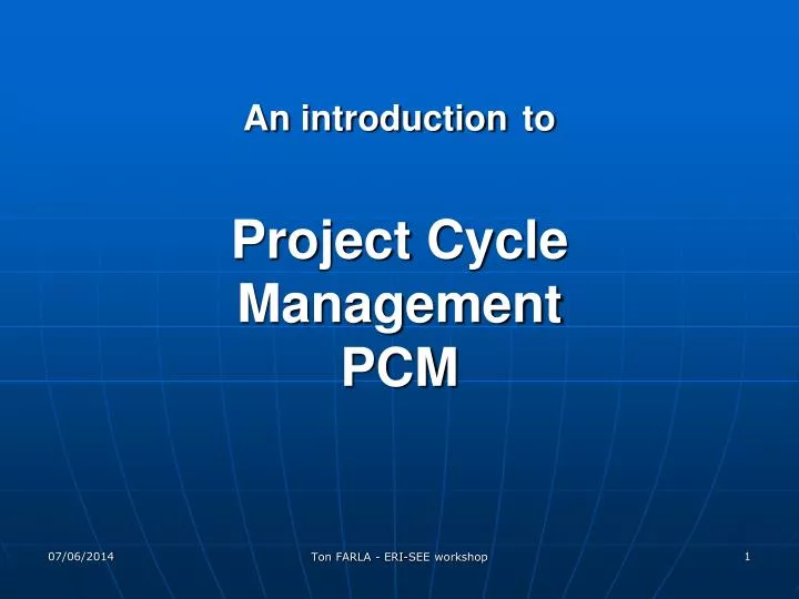 an introduction to project cycle management pcm