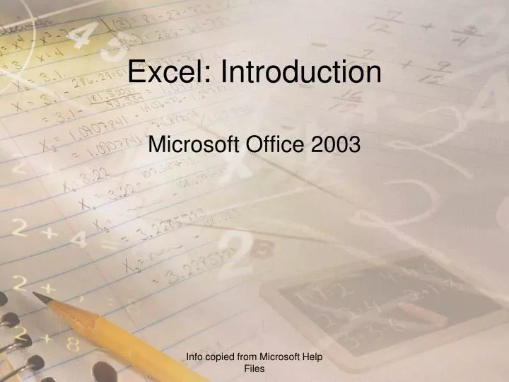 excel introduction