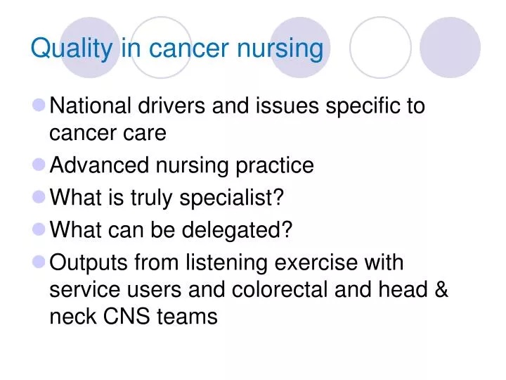 quality in cancer nursing