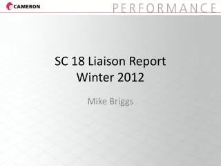 SC 18 Liaison Report Winter 2012