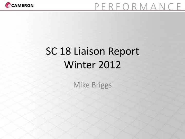 sc 18 liaison report winter 2012