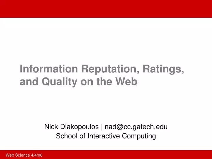 information reputation ratings and quality on the web