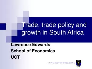 Trade, trade policy and growth in South Africa