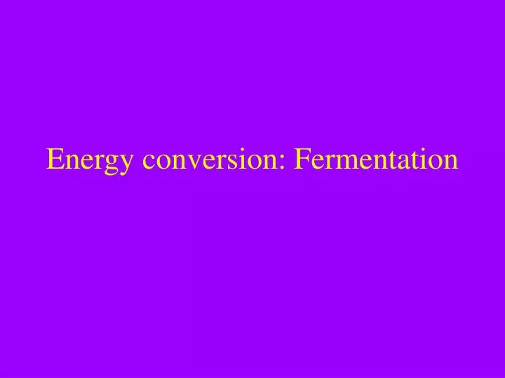 energy conversion fermentation