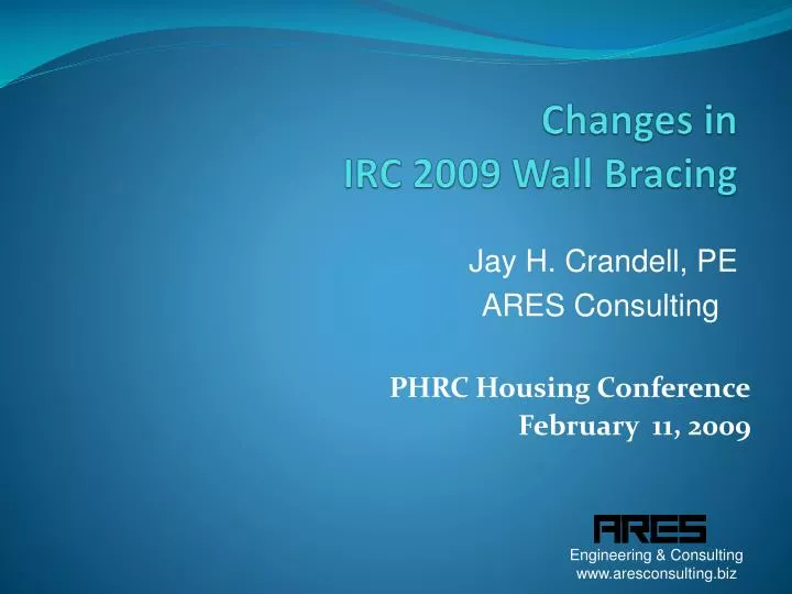changes in irc 2009 wall bracing