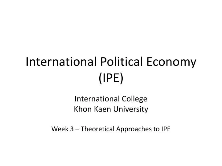 international political economy ipe